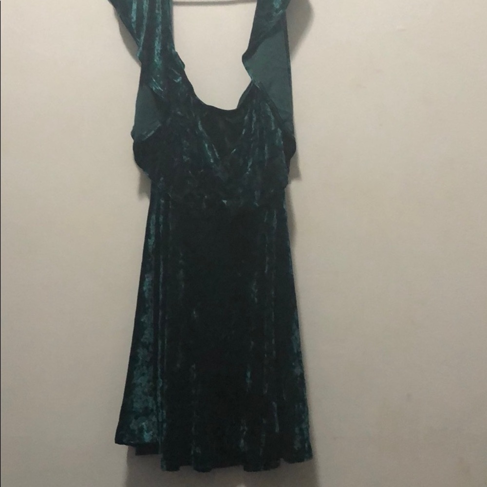 Hunter green OTS flounce skater dress